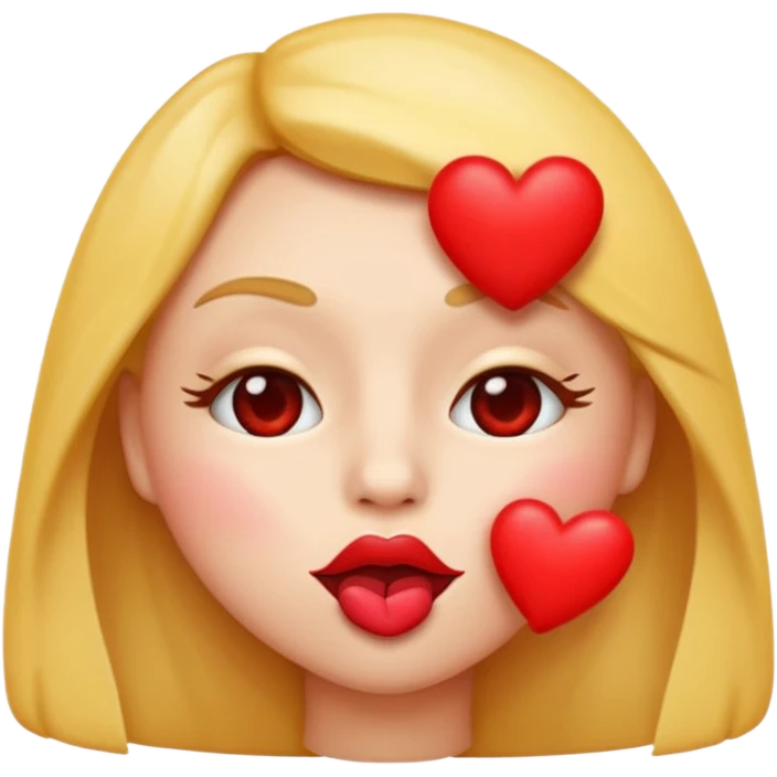 Emoji, face blowing a kiss, puckered lips, small heart emoji