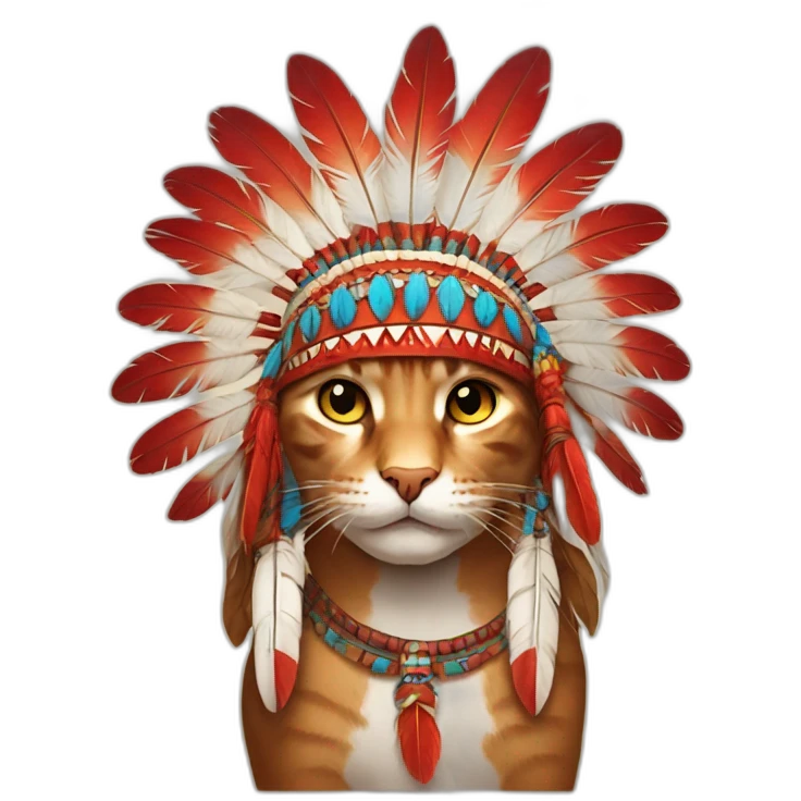 Cat wearing red indian headdress emoji