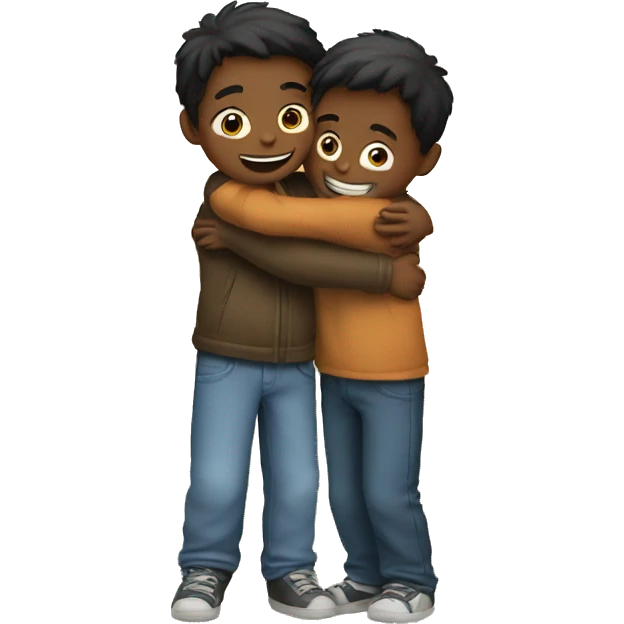 two boys hugging emoji