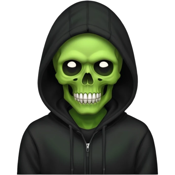 green skull man in black hoodie emoji