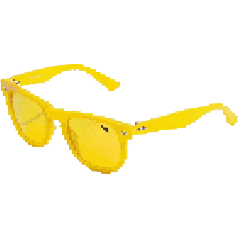 a pair of sunglasses pixel art bright yellow frame emoji
