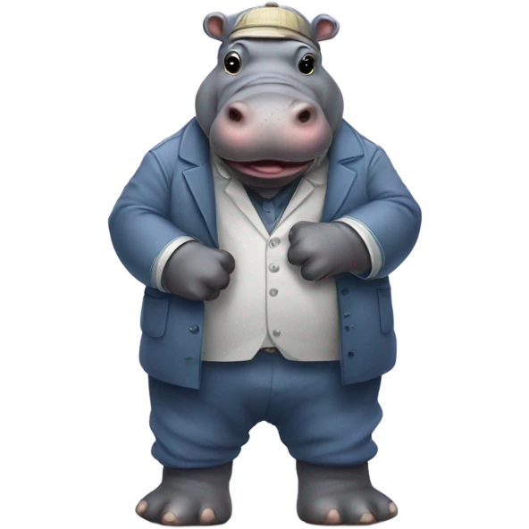 Hippo dressed as want emoji