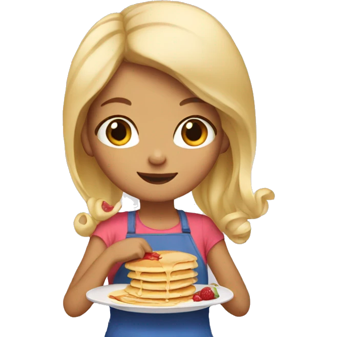 Blonde girl eating pancakes emoji
