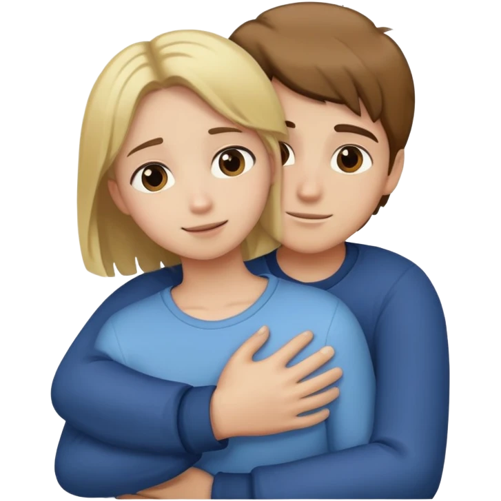 A hug,the boy with brown hair and the girl with blonde hair emoji