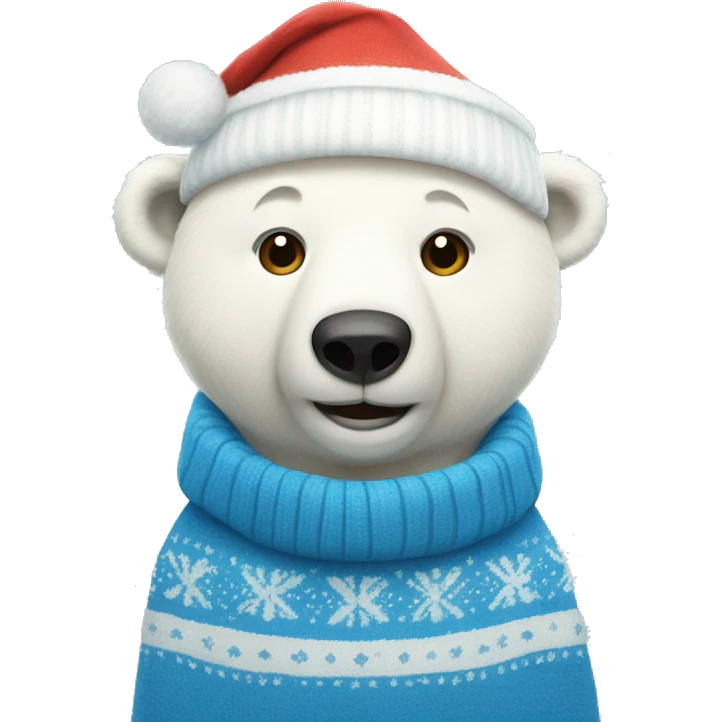 polar bear wearing a cute blue christmas jumper emoji