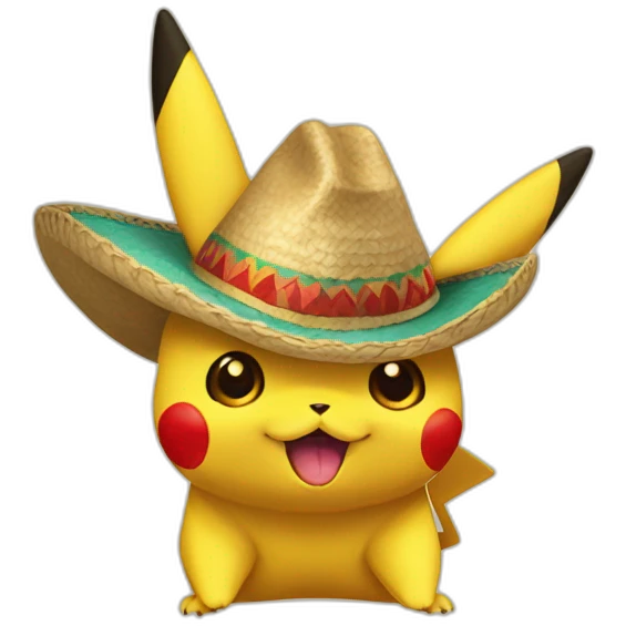 pikachu wearing sombrero with mustache emoji