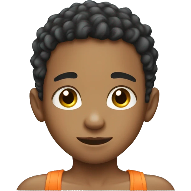 Biracial young boy ready for pool emoji