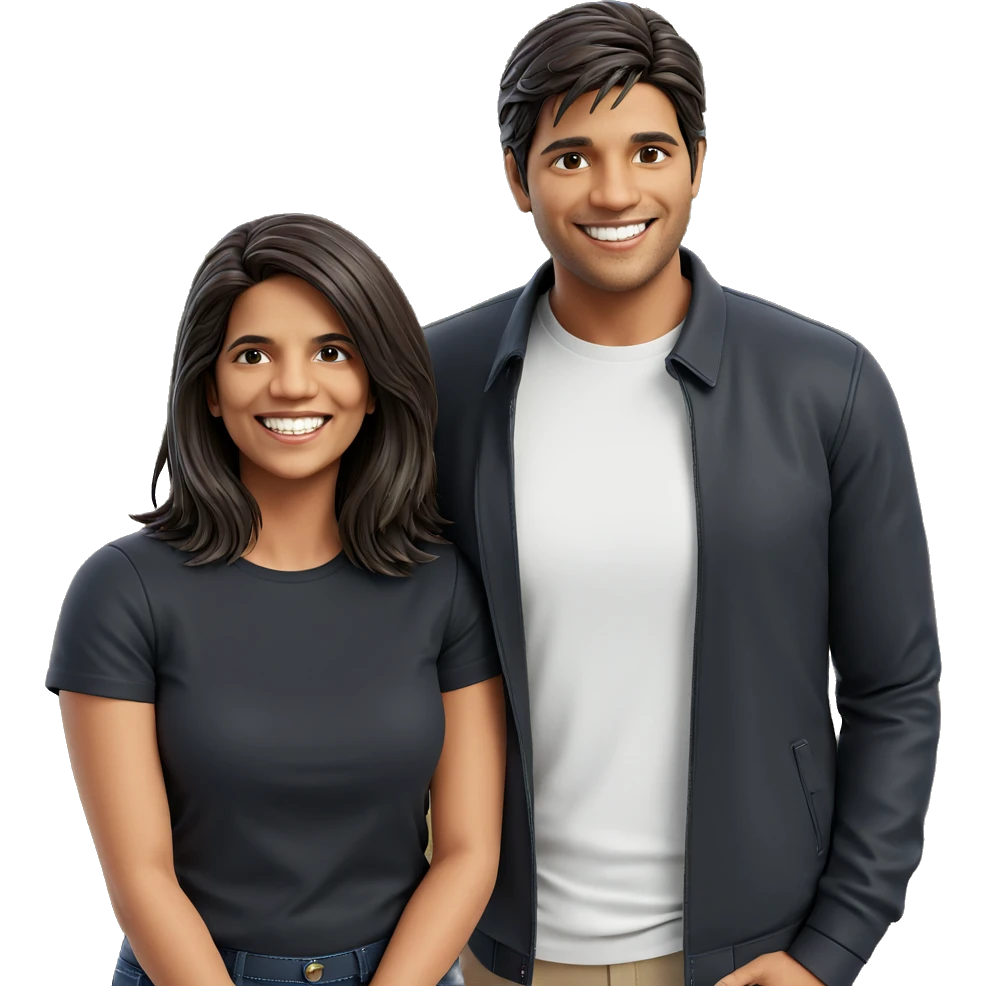 happy couple outdoors smiling emoji