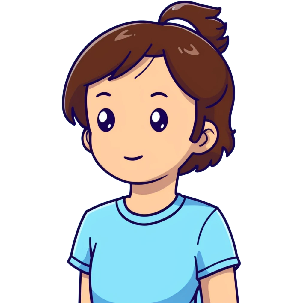brown haired girl sweating emoji