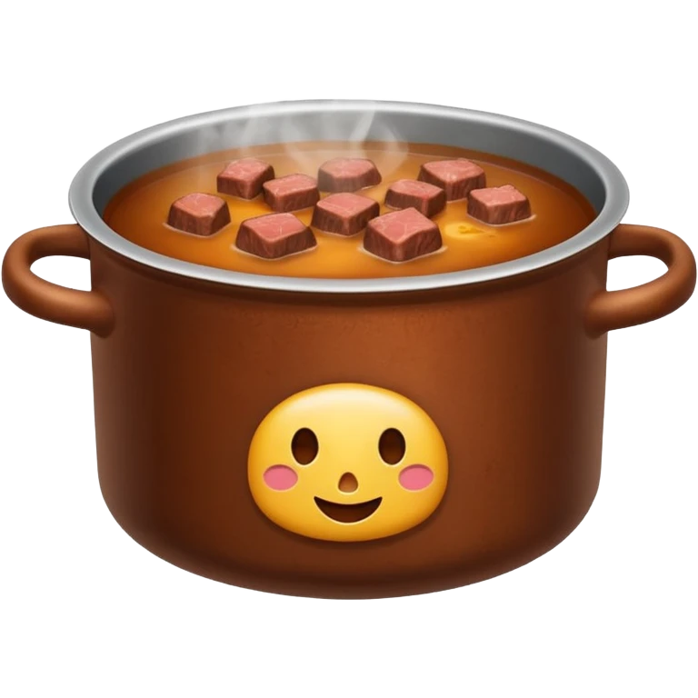 beef stock in a pot, rich brown broth, steam rising, simple emoji style emoji