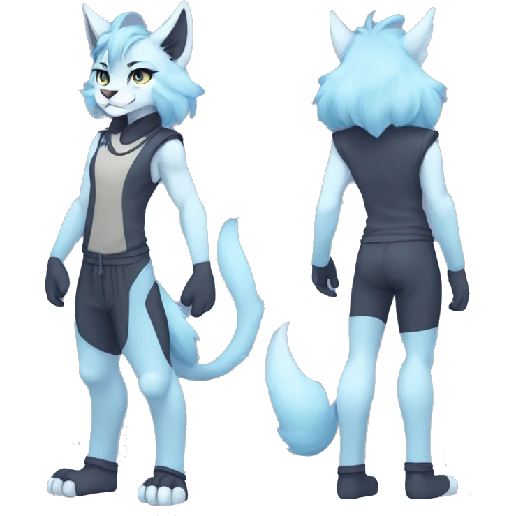 Anthropomorphic Anthro Pastel Blue Sona Lynx-Fakémon Furry Full Body emoji