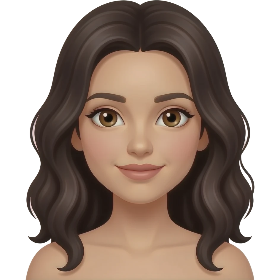 light skin girl with dark wavy hair and brown eyes emoji