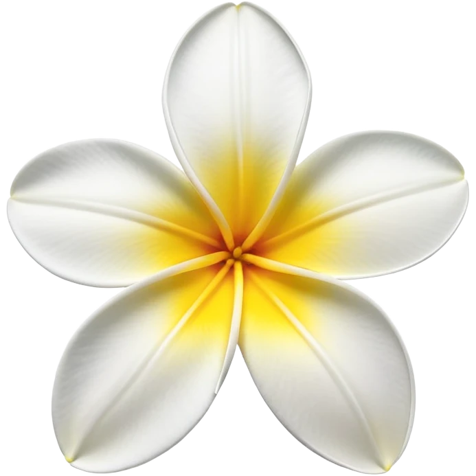 plumeria flower with five white petals and yellow center emoji