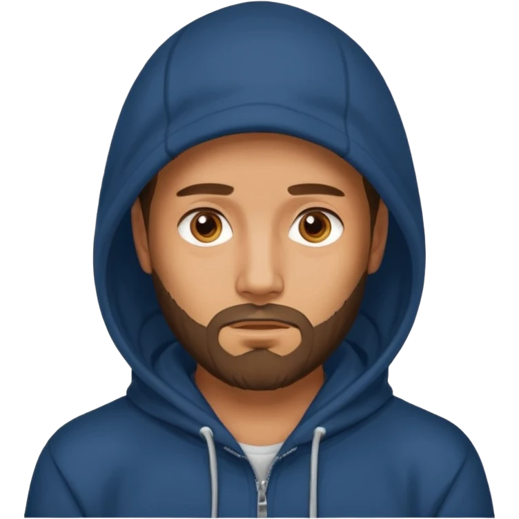 a guy wears a hoodie, his face is a mysterious, he looks pretty and handsome, but very distant 
he has a beard  emoji
