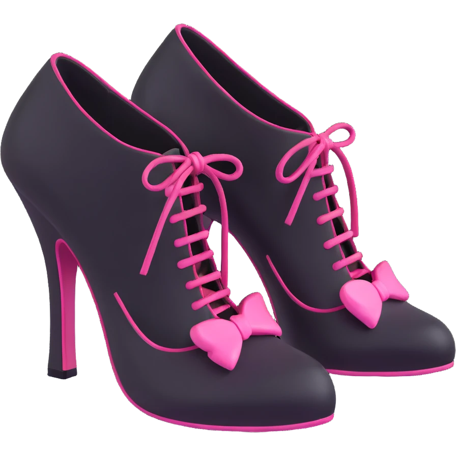 BLACKPINK-inspired gothic shoes, no hearts, black and pink, cute  emoji