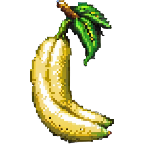 pixel art banana half peeled emoji