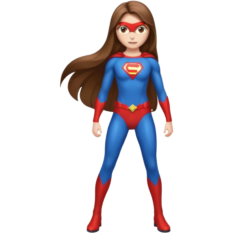 fille  brune en entier cheveux tres long et lisse super heros emoji