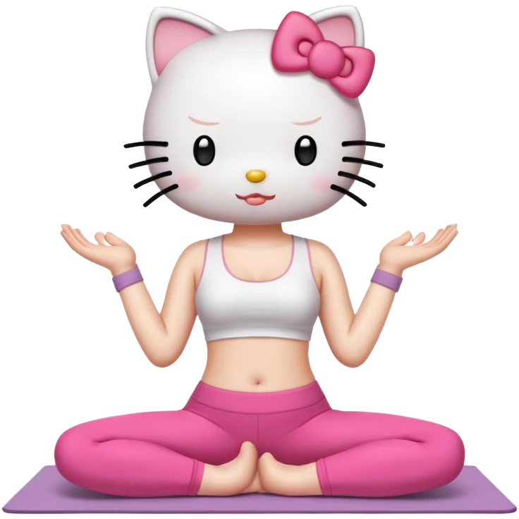 Hello Kitty doing yoga emoji