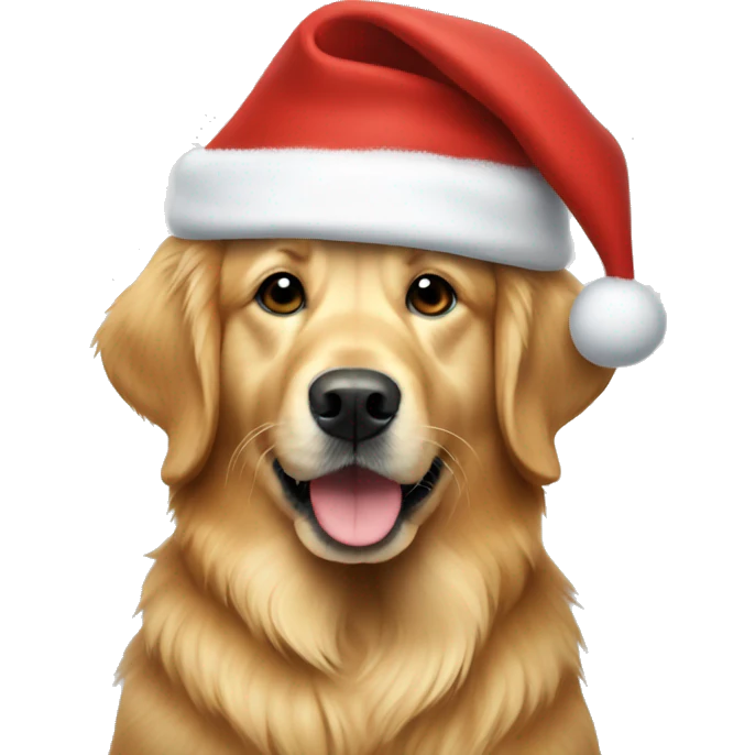 golden retriever with christmas hat emoji