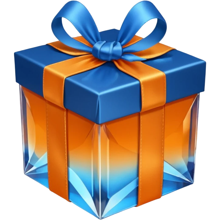 crystal orange gift box with blue ribbon emoji