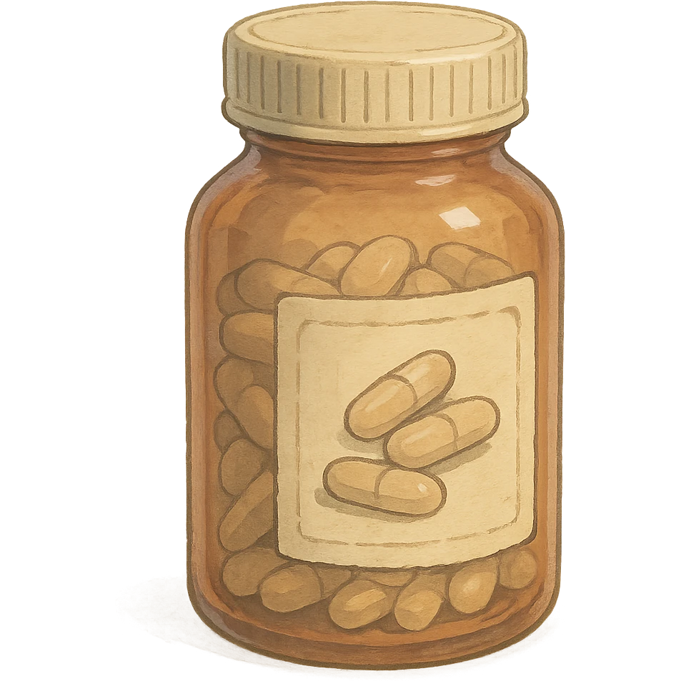 bottle of pills, ghibli style emoji