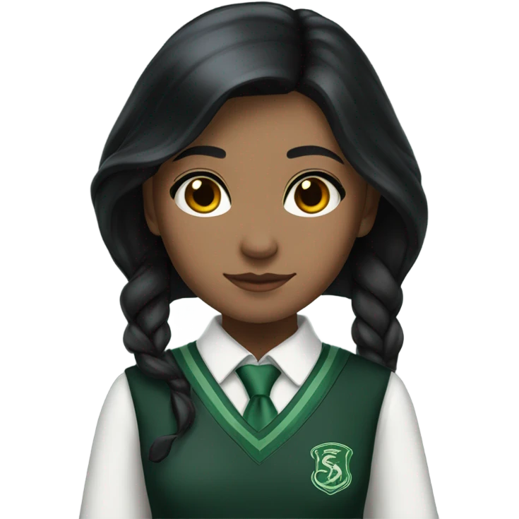 Black hair white skin slytherin girl student brown eyes  emoji