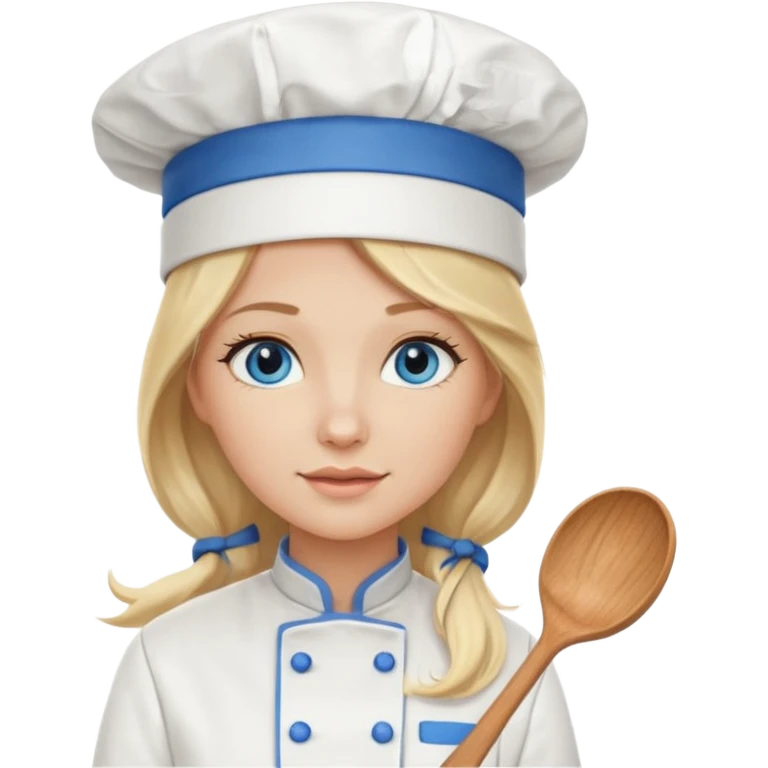 Long Blonde hair blue eyed female chef emoji