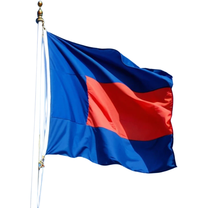 Зелено-синий флаг с красным колесом в середине emoji