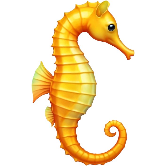 yellow/orangy seahorse facing right. curled tail emoji