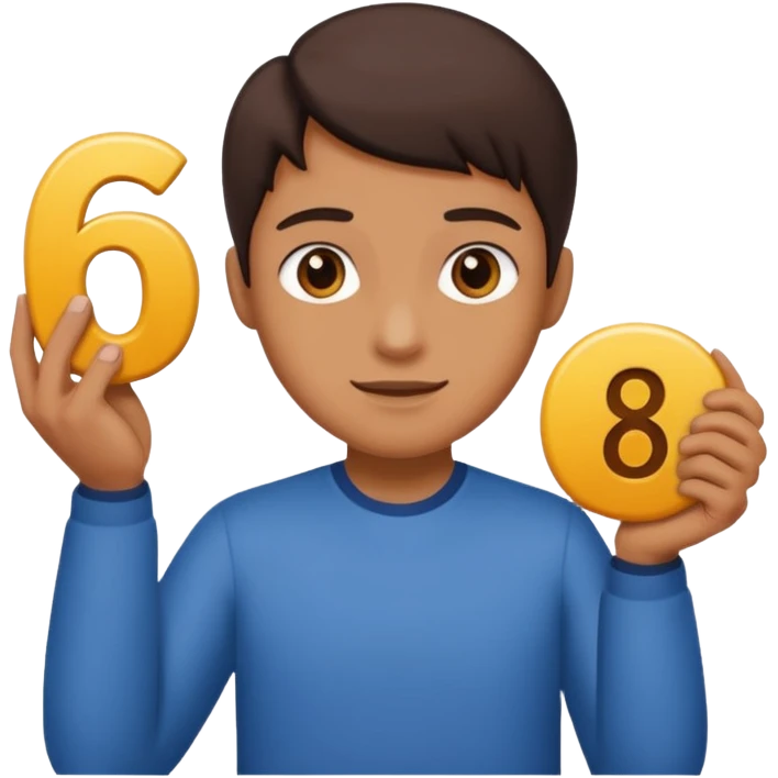 Fuse 🤷‍♂️6️⃣7️⃣ ( only put 6 and 7 in his hand)  emoji