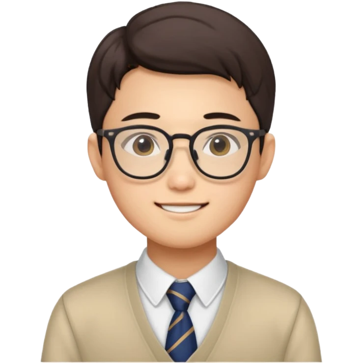 Small omega male Asian with glasses and preppy outfit  emoji