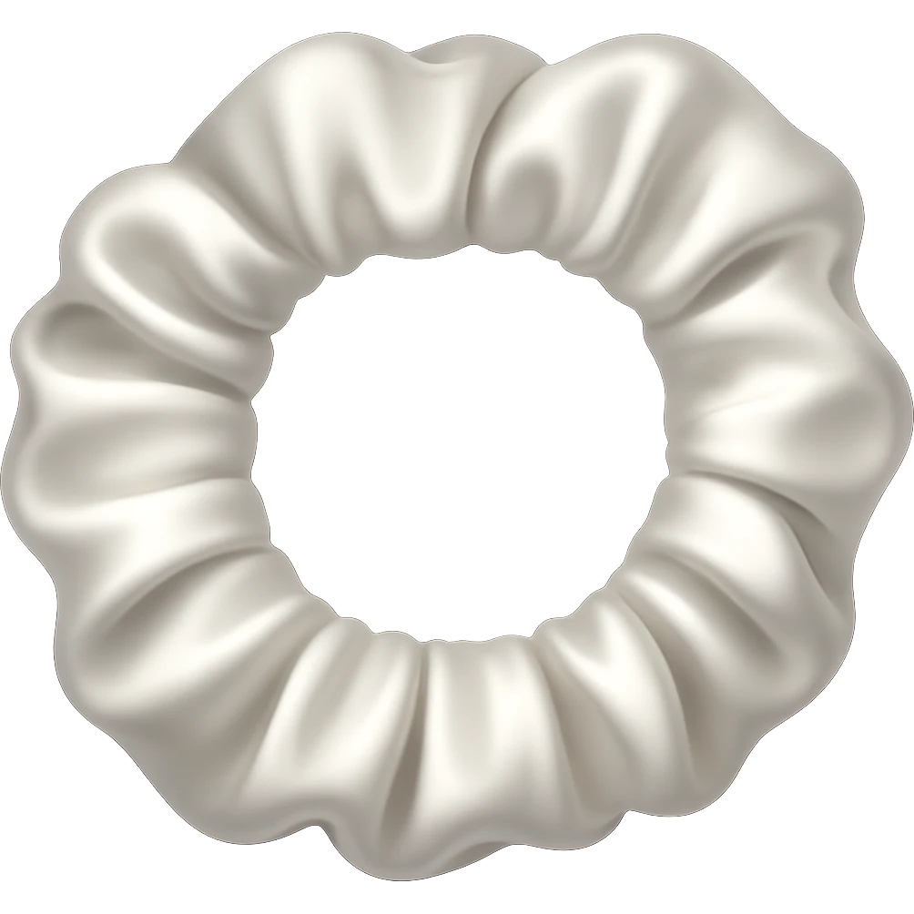 Make the white scrunchie look silkier in the style of emoji art, with no background. emoji