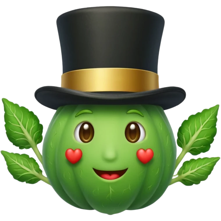 green vegetable with a top hat emoji