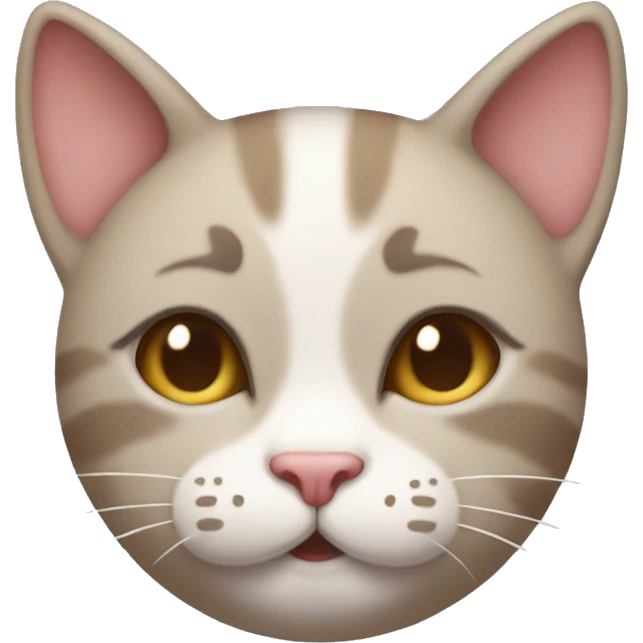 The cat with closed eyes and soft smile, small hearts around his head. emoji