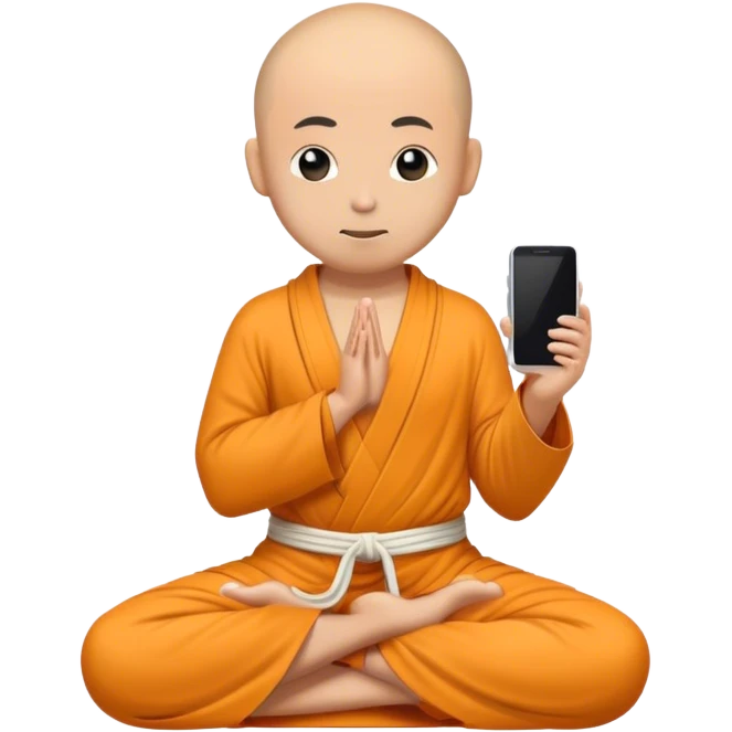 a mobile Phone covered in a monk robe in yoga position emoji