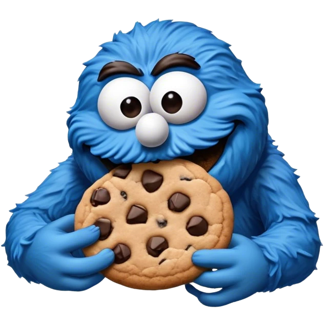 cookie monster eating a cookie emoji