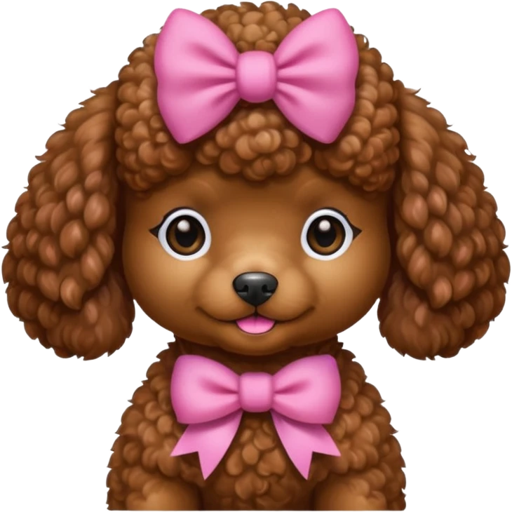 Brown toy poodle with pink bow emoji