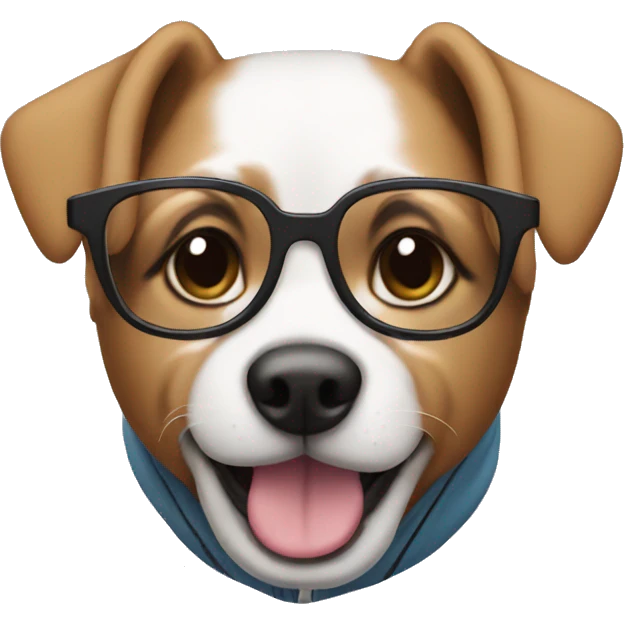 Dog wearing glasses and hoodie emoji