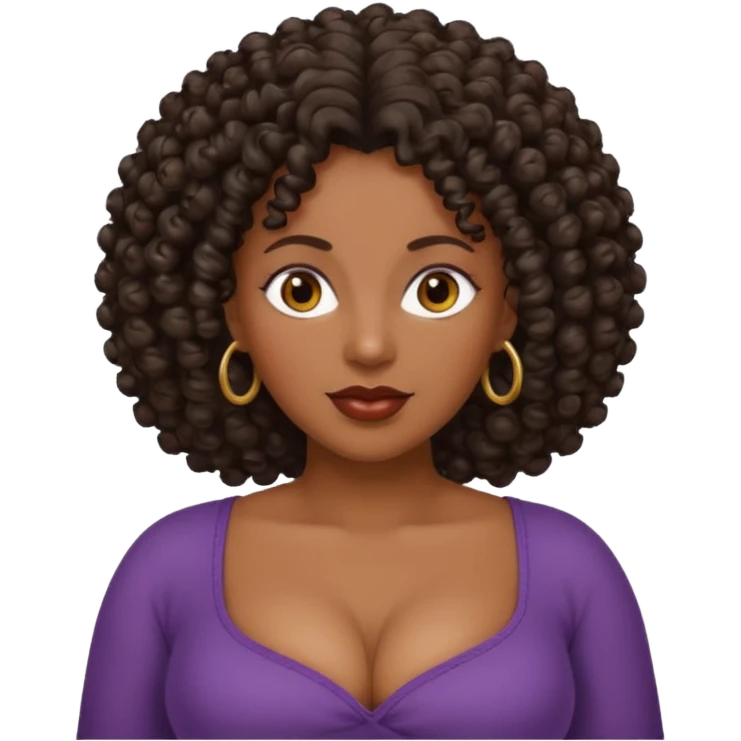 black woman bigger breast emoji curly hair darker. make her a little older emoji