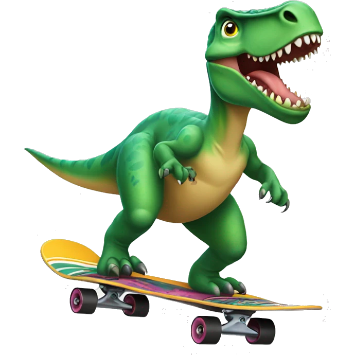 Dinosaur riding a skateboard  emoji