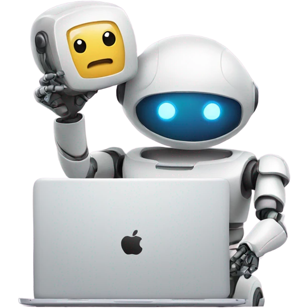 laptop and cute robot emoji