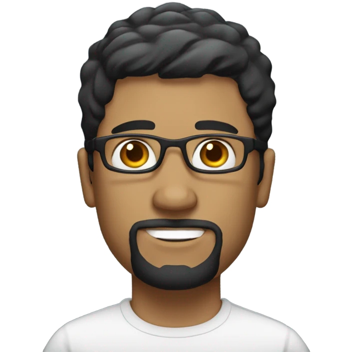 white man with short black hair, goatee and glasses  emoji