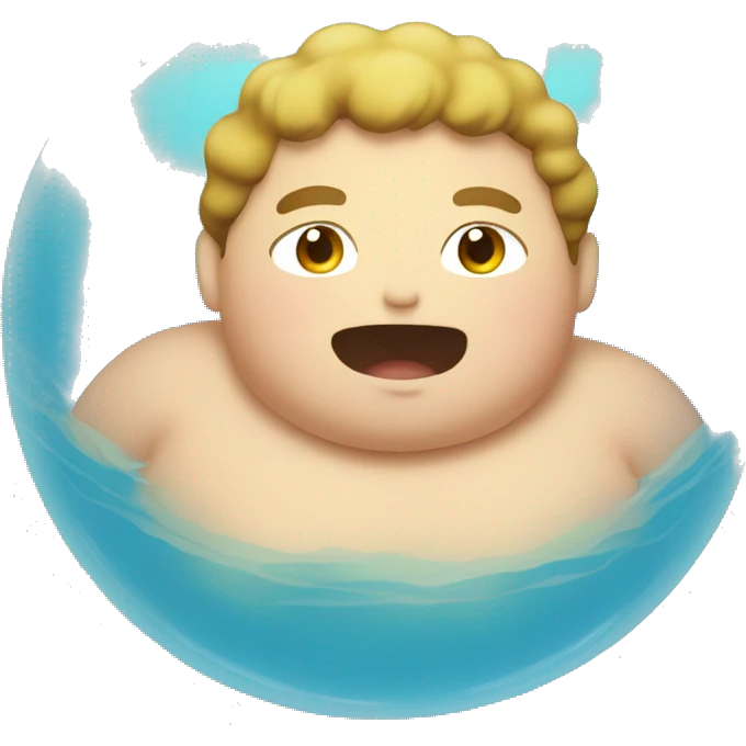 chubby boy floating in pool emoji