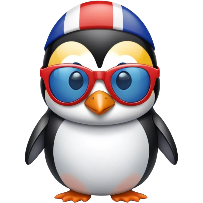 Penguin with sunglasses and french flag emoji