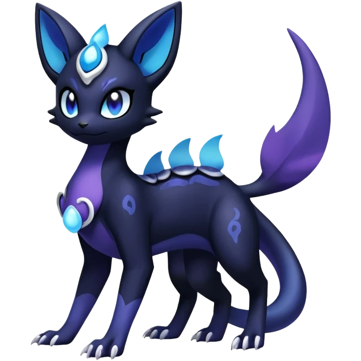 Nebulae Salandit-Meowstic-Umbreon-Fakémon-hybrid-creature (full body)  emoji