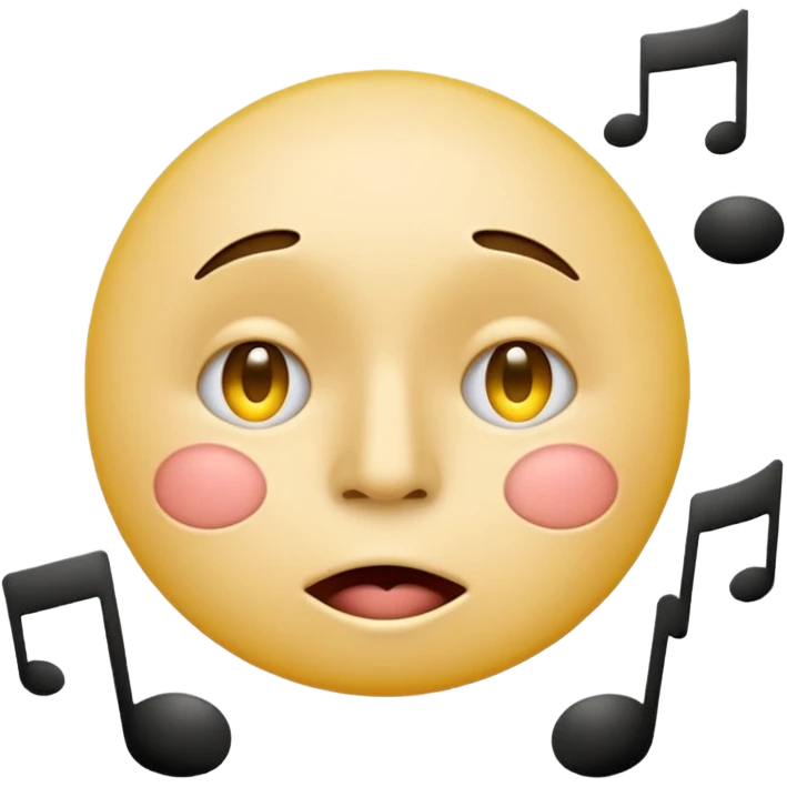 yellow circle face emoji whistling with music notes coming out its mouth and side-eyeing emoji