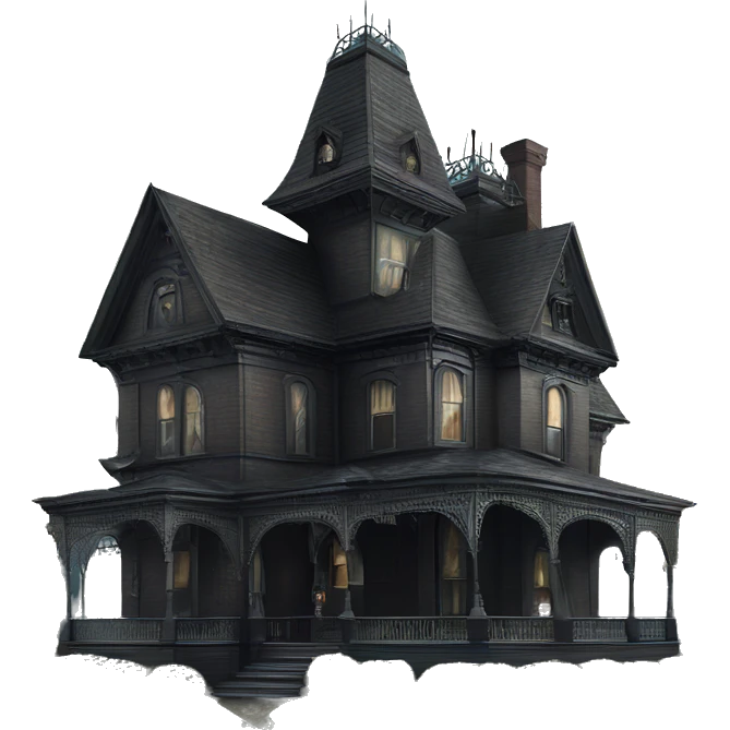 Side view Victorian style . Haunted Addams 5 story house.  emoji