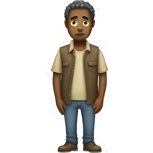 sad poor man with empty pockets touching the ground emoji