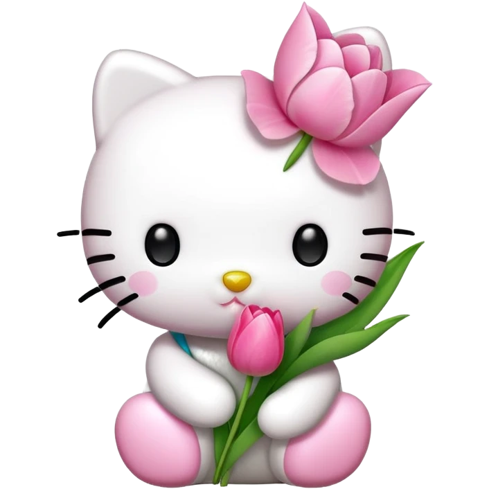 Hello kitty holding tulip flower emoji