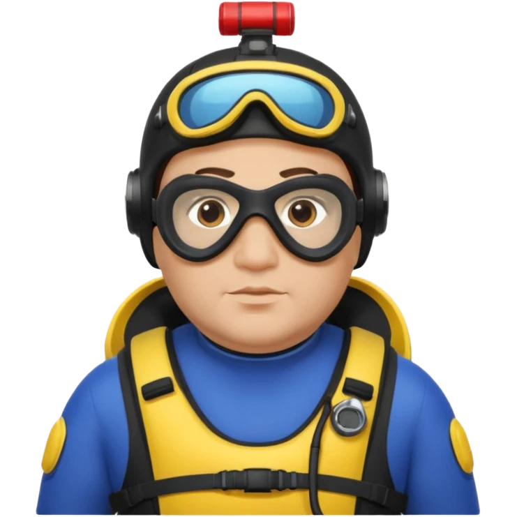 Man 38 dark hair, mideteranean, slightly overweight, scuba diving. Portrait emoji